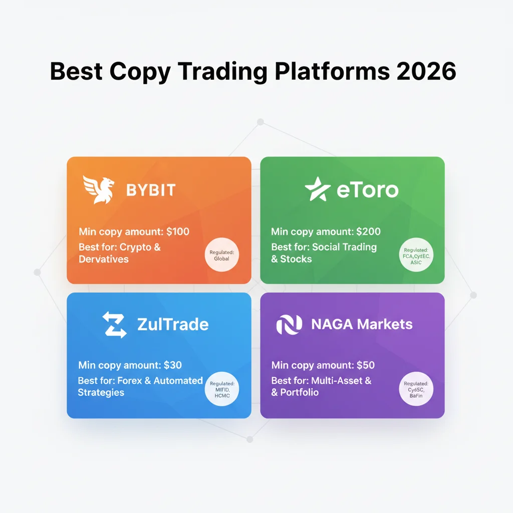 Best copy trading platforms 2026 — Bybit, eToro, ZuluTrade, NAGA Markets compared