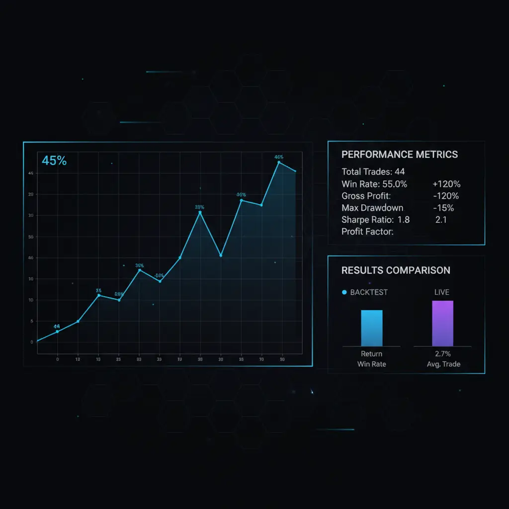 Arxum Trading Protocol live account equity curve: 44 trades over 90 days, +27.2% return on $600 Exness account