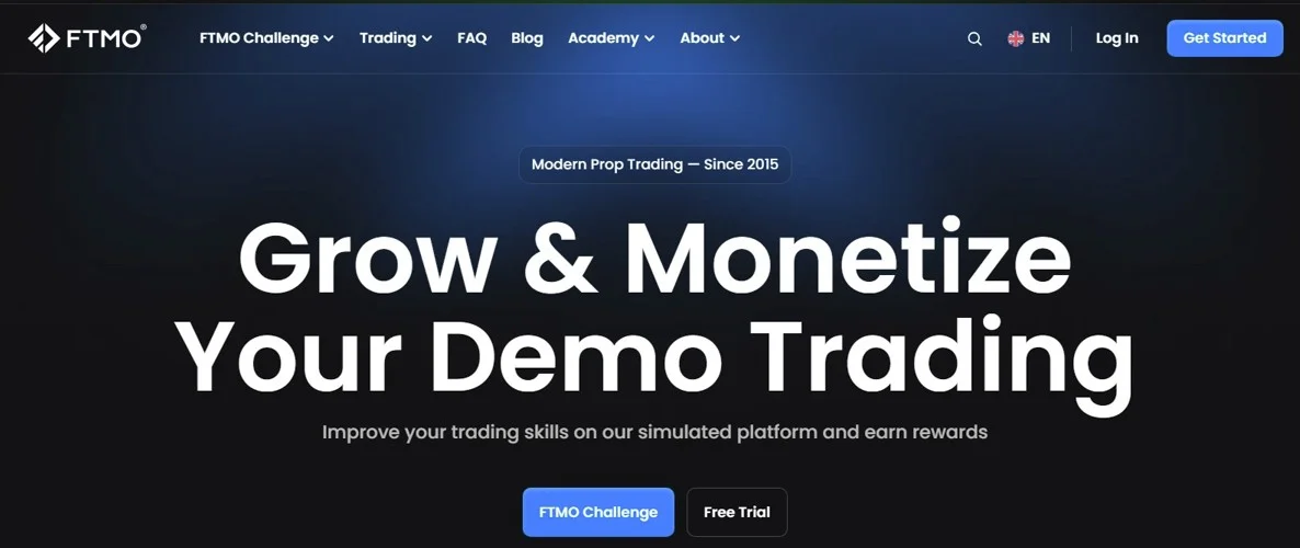 FTMO challenge platform interface